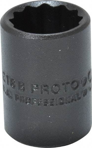 Proto - 9/16", 3/8" Drive, Standard Hand Socket - 12 Points, 1-1/8" OAL, Alloy Steel, Black Finish - Apex Tool & Supply