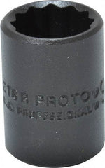 Proto - 9/16", 3/8" Drive, Standard Hand Socket - 12 Points, 1-1/8" OAL, Alloy Steel, Black Finish - Apex Tool & Supply