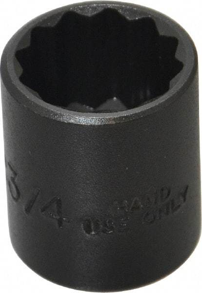 Proto - 3/4", 3/8" Drive, Standard Hand Socket - 12 Points, 1-3/16" OAL, Alloy Steel, Black Finish - Apex Tool & Supply