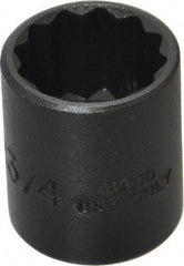 Proto - 3/4", 3/8" Drive, Standard Hand Socket - 12 Points, 1-3/16" OAL, Alloy Steel, Black Finish - Apex Tool & Supply