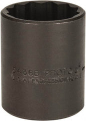 Proto - 1-1/8", 1/2" Drive, Standard Hand Socket - 12 Points, 1-3/4" OAL, Alloy Steel, Black Finish - Apex Tool & Supply