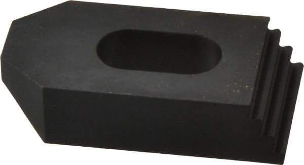 Jergens - 1/2" Stud, Low Carbon Steel, Plain Strap Clamp - 1/2" Travel, 2-1/2" OAL x 1-1/4" Wide x 5/8" High, Black Oxide Finish, Tapered Nose - Apex Tool & Supply