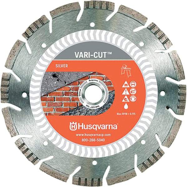 Husqvarna - 10" Diam, 5/8 & 7/8" Arbor Hole Diam, Continuous Edge Tooth Wet & Dry Cut Saw Blade - Diamond-Tipped, Fast Cutting Action, Standard Round Arbor - Apex Tool & Supply