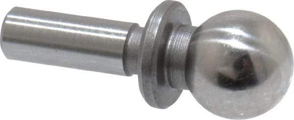 Jergens - 1/4" Ball Diam, 1/8" Shank Diam, Steel Inspection Tooling Ball - Slip-Fit Shank, 9/16" Ball Center to Shank Bottom, 0.2" Ball Center to Shoulder Bottom, with Shoulder - Apex Tool & Supply