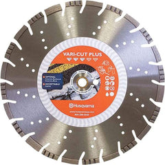Husqvarna - 16" Diam, 25/32 & 1" Arbor Hole Diam, Continuous Edge Tooth Wet & Dry Cut Saw Blade - Diamond-Tipped, General Purpose Action, Standard Round Arbor - Apex Tool & Supply