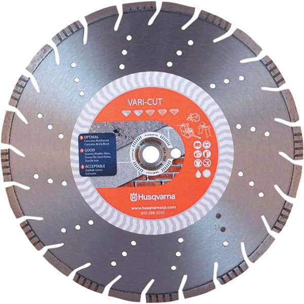Husqvarna - 7" Diam, 5/8 & 7/8" Arbor Hole Diam, Continuous Edge Tooth Wet & Dry Cut Saw Blade - Diamond-Tipped, Fast Cutting Action, Standard Round Arbor - Apex Tool & Supply