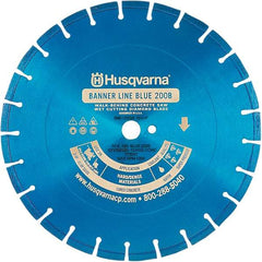 Husqvarna - 18" Diam, 1" Arbor Hole Diam, Continuous Edge Tooth Wet & Dry Cut Saw Blade - Diamond-Tipped, General Purpose Action, Standard Round Arbor - Apex Tool & Supply