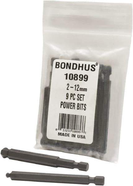 Bondhus - Hex Drive Bit Sets - MP 2-12MM 9PC POWER BIT SET-BONDHUS - Apex Tool & Supply