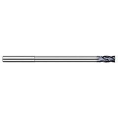 ‎Miniature End Mills - Long Reach, Stub Flute - 0.3125″ (5/16″) Cutter Diameter × 0.4690″ Length of Cut × 4.3430″ (4-11/32″) Reach Carbide Square End Mill, 4 Flutes, AlTiN Coated - Exact Industrial Supply