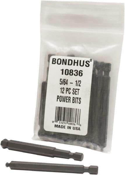 Bondhus - Hex Driver Sets - MP 5/64-1/2" 12PC POWER BIT SET-BONDHUS - Apex Tool & Supply