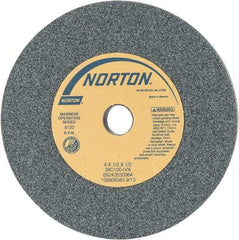 Norton - 4" Diam x 1/2" Hole x 1/2" Thick, I Hardness, 100 Grit Surface Grinding Wheel - Silicon Carbide, Type 1, Fine Grade, 8,120 Max RPM, Vitrified Bond, No Recess - Apex Tool & Supply