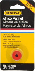 General - 3/4" Diam, 1/8" Hole Diam, 4 Lb Max Pull Force Alnico Button Magnet - 1/2" High - Apex Tool & Supply