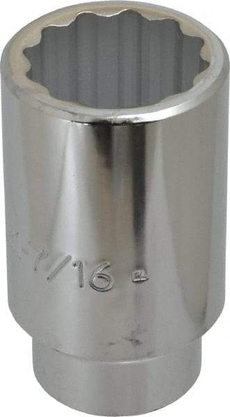 Proto - 1-7/16", 1/2" Drive, Deep Hand Socket - 12 Points, 3-1/2" OAL, Chrome Finish - Apex Tool & Supply