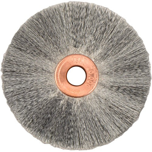 2″ Small Diameter Crimped Wire Wheel, .003″ Steel Fill, 1/4″ Arbor Hole - Apex Tool & Supply