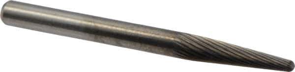 M.A. Ford - 1/8" Cut Diam, 1/8" Shank Diam, Taper Head Double Cut Burr - Carbide, Radius End, 1/2" LOC, 1-1/2" OAL - Apex Tool & Supply