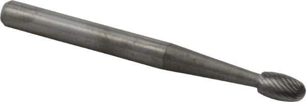 M.A. Ford - 1/8" Cut Diam, 1/8" Shank Diam, Oval Head Double Cut Burr - Carbide, Radius End, 7/32" LOC, 1-1/2" OAL - Apex Tool & Supply