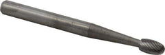 M.A. Ford - 1/8" Cut Diam, 1/8" Shank Diam, Oval Head Double Cut Burr - Carbide, Radius End, 7/32" LOC, 1-1/2" OAL - Apex Tool & Supply