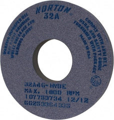 Norton - 14" Diam x 5" Hole x 1-1/2" Thick, H Hardness, 46 Grit Surface Grinding Wheel - Aluminum Oxide, Type 1, Coarse Grade, 1,800 Max RPM, Vitrified Bond, No Recess - Apex Tool & Supply