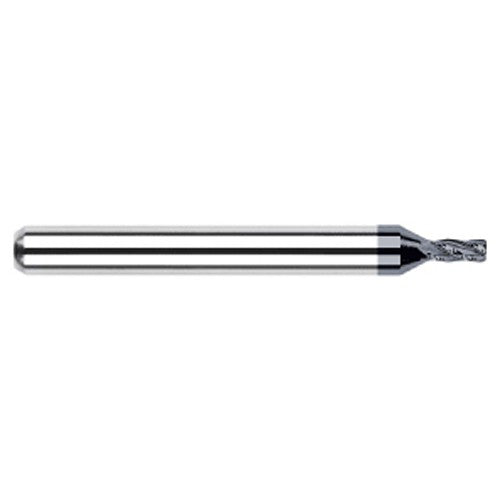 Miniature End Mills - Stub & Standard - 0.1180″ Cutter Diameter × 0.0150″ (1/64″) Radius × 0.1770″ Length of Cut Carbide Corner Radius End Mill, 4 Flutes, AlTiN Coated - Exact Industrial Supply