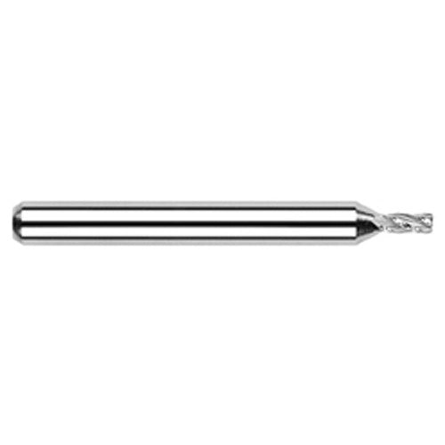 Miniature End Mills - Stub & Standard - 0.0310″ (1/32″) Cutter Diameter × 0.0050″ Radius × 0.0470″ (3/64″) Length of Cut Carbide Corner Radius End Mill, 4 Flutes - Exact Industrial Supply