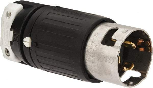 Hubbell Wiring Device-Kellems - 250 VAC, 50 Amp, NonNEMA Configuration, Industrial Grade, Self Grounding Plug - 3 Phase, 3 Poles, IP20, 0.83 to 1-1/4 Inch Cord Diameter - Apex Tool & Supply