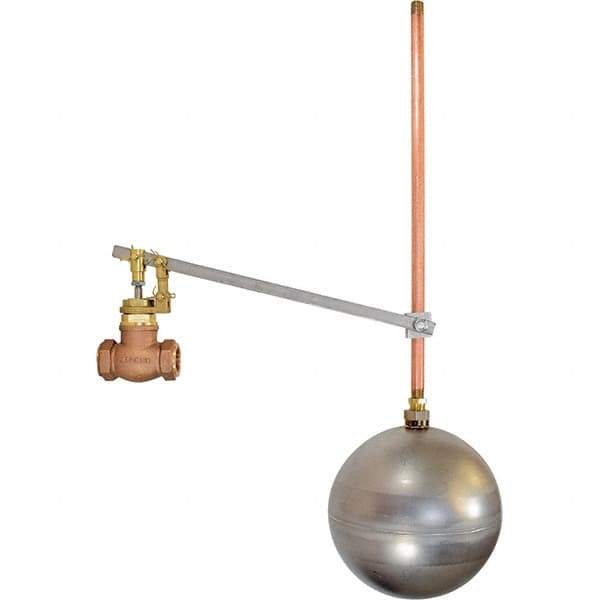 Control Devices - 1/2" Pipe, Brass & Bronze, Globe Pattern-Single Seat, Mechanical Float Valve - 100 psi, FIP x FIP End Connections - Apex Tool & Supply