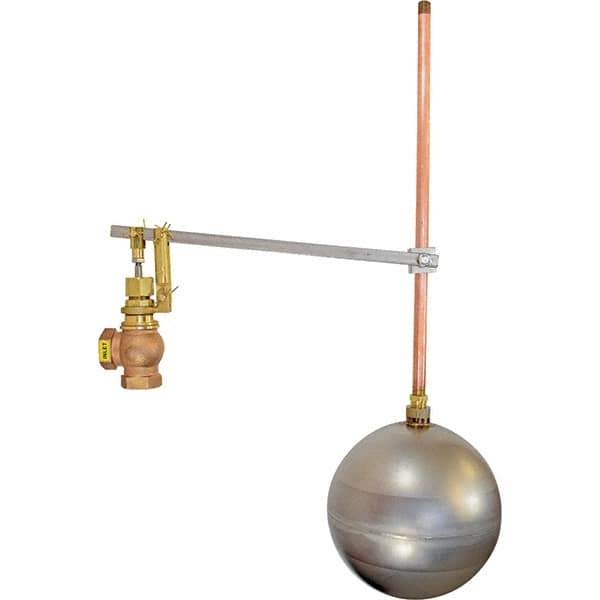 Control Devices - 3/4" Pipe, Brass & Bronze, Angle Pattern-Single Seat, Mechanical Float Valve - 100 psi, FIP x FIP End Connections - Apex Tool & Supply