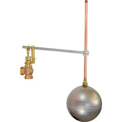 Control Devices - 1/2" Pipe, Brass & Bronze, Angle Pattern-Single Seat, Mechanical Float Valve - 100 psi, FIP x FIP End Connections - Apex Tool & Supply