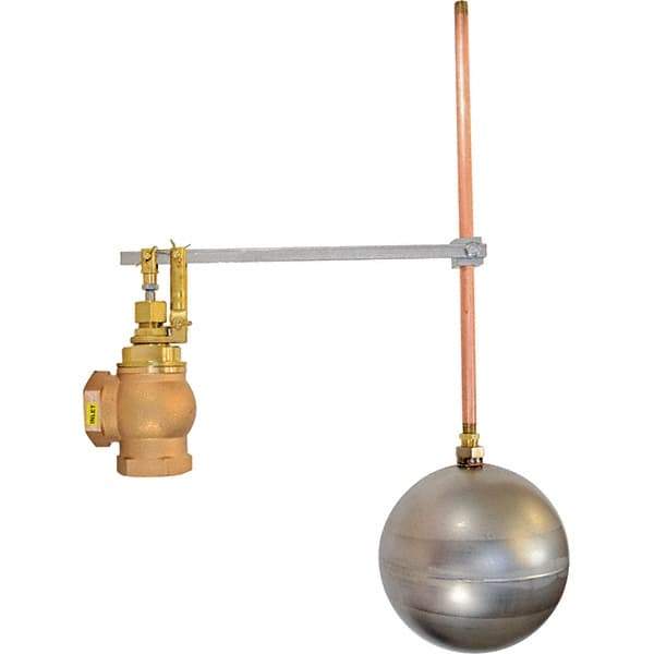 Control Devices - 1-1/2" Pipe, Brass & Bronze, Angle Pattern-Single Seat, Mechanical Float Valve - 100 psi, FIP x FIP End Connections - Apex Tool & Supply