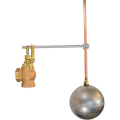 Control Devices - 1-1/4" Pipe, Brass & Bronze, Angle Pattern-Single Seat, Mechanical Float Valve - 100 psi, FIP x FIP End Connections - Apex Tool & Supply