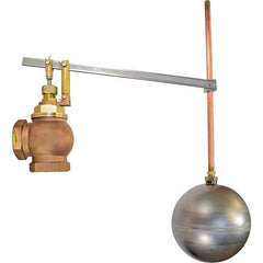Control Devices - 2" Pipe, Brass & Bronze, Angle Pattern-Single Seat, Mechanical Float Valve - 75 psi, FIP x FIP End Connections - Apex Tool & Supply
