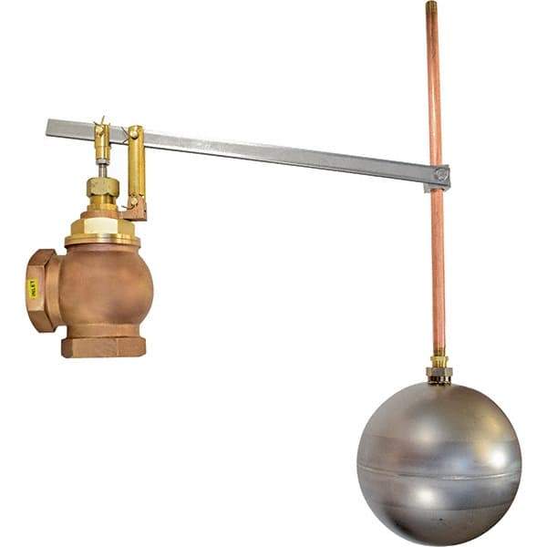 Control Devices - 2" Pipe, Brass & Bronze, Angle Pattern-Single Seat, Mechanical Float Valve - 75 psi, FIP x FIP End Connections - Apex Tool & Supply