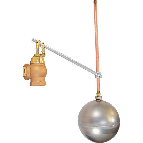 Control Devices - 1-1/4" Pipe, Brass & Bronze, Angle Pattern-Single Seat, Mechanical Float Valve - 100 psi, FIP x FIP End Connections - Apex Tool & Supply