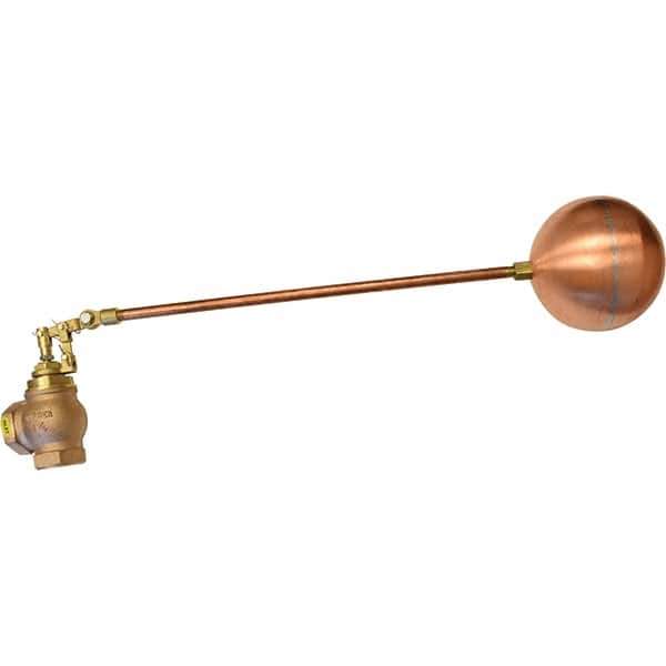 Control Devices - 1-1/4" Pipe, Brass & Bronze, Angle Pattern-Double Seat, Mechanical Float Valve - 100 psi, FIP End Connections - Apex Tool & Supply