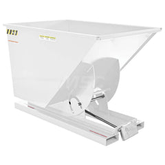 Stationary Tilt Hopper: 2,000 lb Capacity, 42″ Wide, 61.13″ Long, 42.6875″ High White, Powder Coated Steel, Hand Control