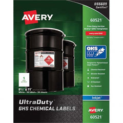 AVERY - Pack of (50), 8-1/2" x 11" White Synthetic Film ID Labels - Apex Tool & Supply