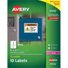 AVERY - Pack of (200), 5" x 3-1/2" White Paper Durable Square Labels - Apex Tool & Supply