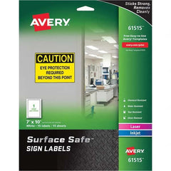 AVERY - Pack of (15), 7" x 10" White Polyester Durable Square Labels - Apex Tool & Supply