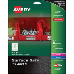 AVERY - Pack of (825), 7/8" x 2-5/8" White Polyester Durable Square Labels - Apex Tool & Supply