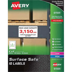 AVERY - Pack of (100), 4" x 6" White Polyester Durable Square Labels - Apex Tool & Supply