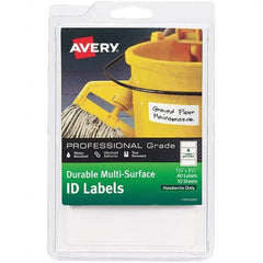 AVERY - Pack of (40), 1-1/4" x 3-1/2" White Paper Durable Square Labels - Apex Tool & Supply