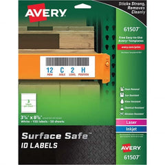 AVERY - Pack of (150), 3-1/4" x 8-3/8" White Polyester Durable Square Labels - Apex Tool & Supply