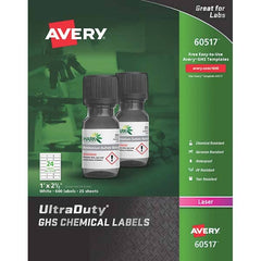 AVERY - Pack of (600), 1" x 2-1/2" White Synthetic Film ID Labels - Apex Tool & Supply