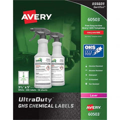 AVERY - Pack of (200), 3-1/2" x 5" White Synthetic Film ID Labels - Apex Tool & Supply