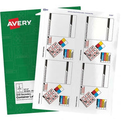 AVERY - Pack of (100), 3-1/2" x 5" White Paper ID Labels - Apex Tool & Supply