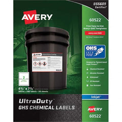 AVERY - Pack of (100), 4-3/4" x 7-3/4" White Synthetic Film ID Labels - Apex Tool & Supply