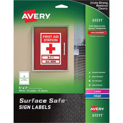 AVERY - Pack of (30), 5" x 7" White Polyester Durable Square Labels - Apex Tool & Supply