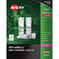 AVERY - Pack of (1500), 1" x 1-3/4" White Synthetic Film ID Labels - Apex Tool & Supply