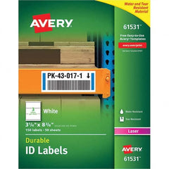 AVERY - Pack of (150), 3-1/4" x 8-3/8" White Paper Durable Square Labels - Apex Tool & Supply