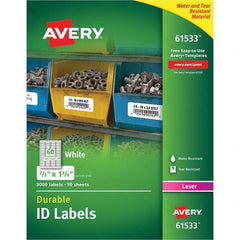 AVERY - Pack of (3000), 0.67" x 1-3/4" White Paper Durable Square Labels - Apex Tool & Supply